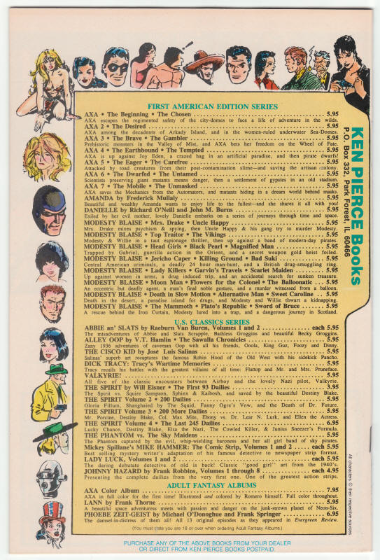 Axa Comics #1 back cover