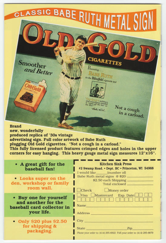 Baseball Comics #1 back cover