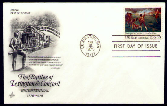 Scott #1563 The Battles of Lexington and Concord First Day Cover