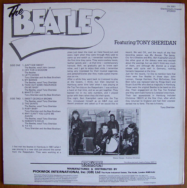 The Beatles Featuring Tony Sheridan jacket back
