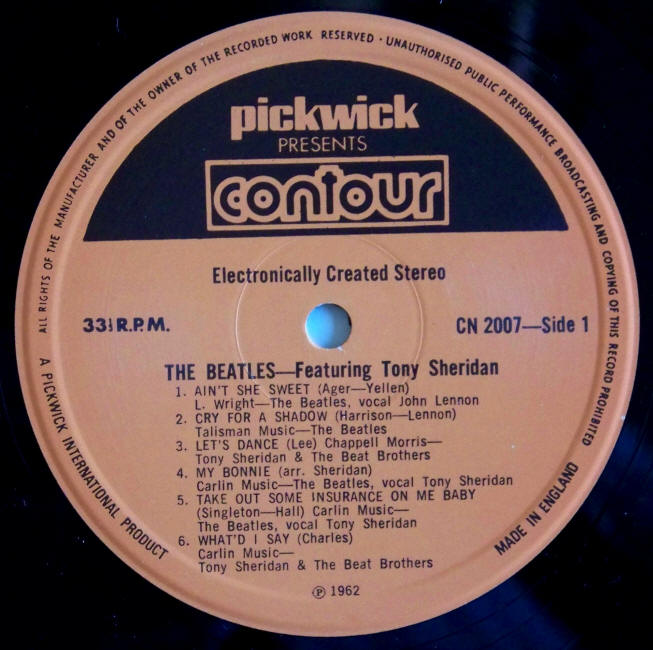 The Beatles Featuring Tony Sheridan Side 1 label