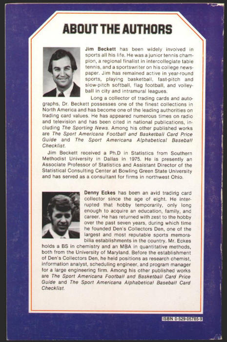Sport Americana Baseball Card Price Guide #2 back cover