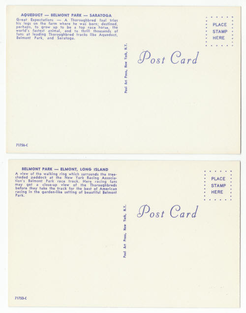 Belmont Race Track Post Cards