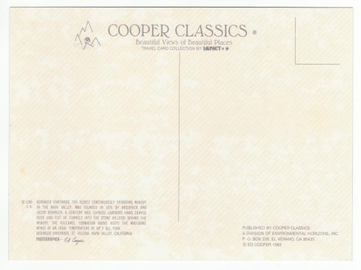 Beringer Vineyards Post Card