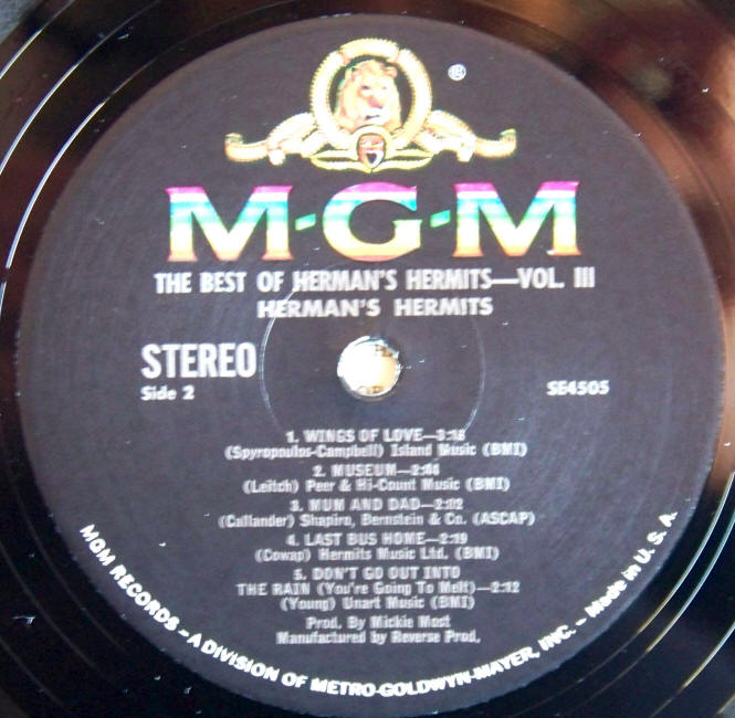 The Best Of Hermans Hermits Volume III Side 2 label