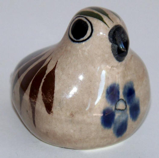 Early 1970s Hand Painted Tonala Jalisco Mexican Folk Art Ceramic Quail