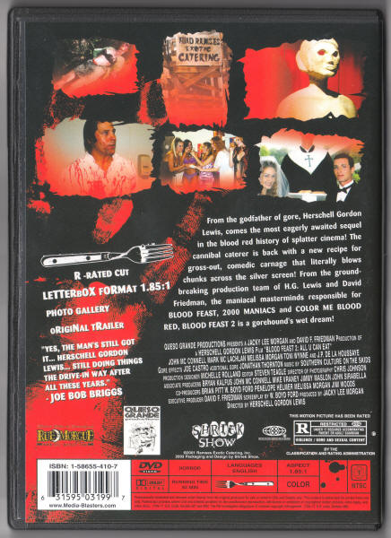 Blood Feast 2 All U Can Eat DVD