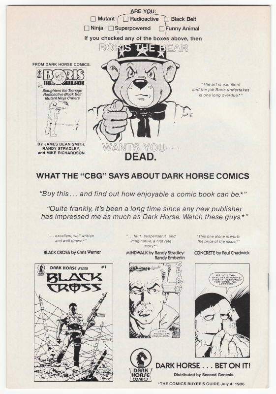 Boris The Bear #1 back cover