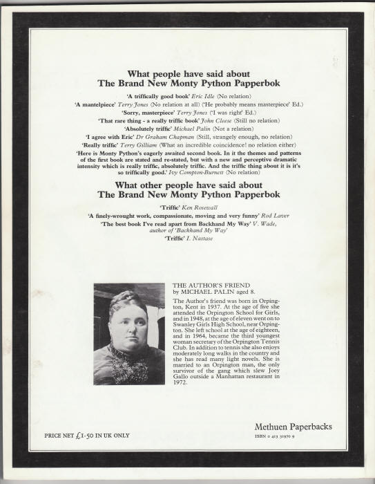 The Brand New Monty Python Papperbok back cover