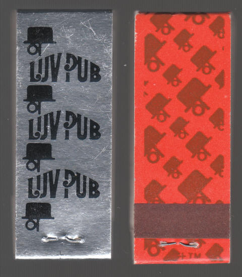 Brown Derby Luv Pub Super Disco Matchbooks backs
