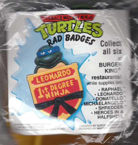 Burger King Teenage Mutant Ninja Turtles Leonardo Rad Badge