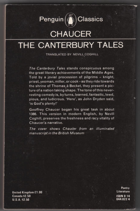 The Canterbury Tales back cover