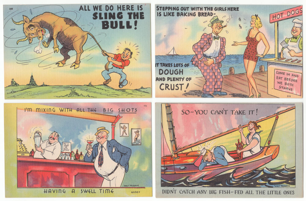 1940s Walt Munson Cartoon Post Cards