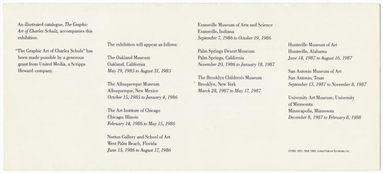 The Graphic Art Of Charles Schulz Flyer