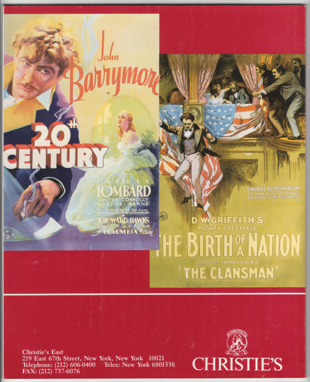 Christies Hollywood Posters II Auction Catalog 1991 back cover
