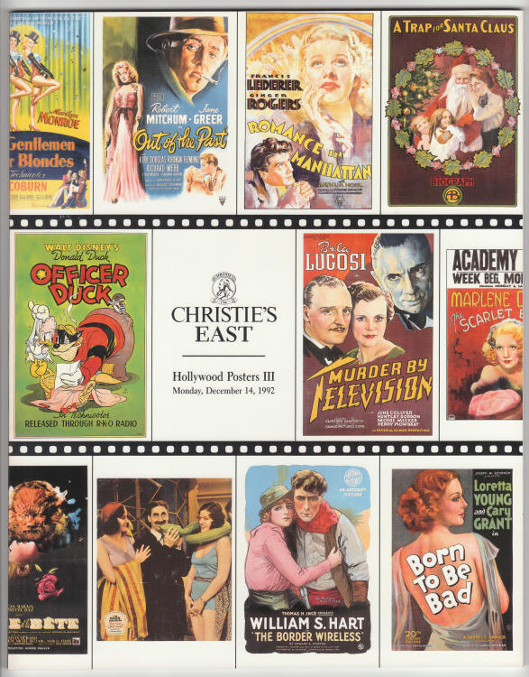 Christies Hollywood Posters III Auction Catalog 1992 front cover