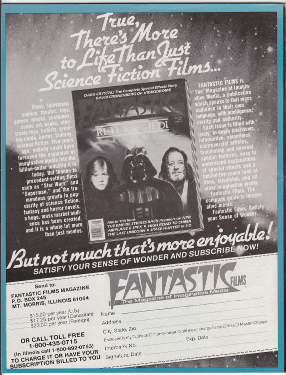 Cinefantastique Volume 13 #5 back cover
