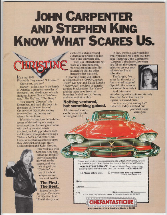 Cinefantastique Volume 14 #2 back cover