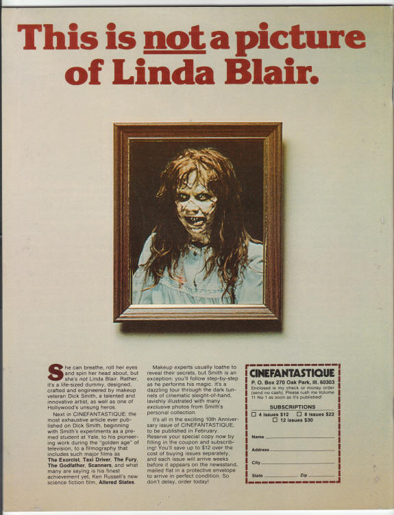 Cinefantastique Volume 10 #4 back cover