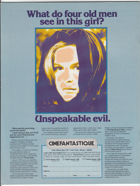 Cinefantastique Volume 11 #4 back cover