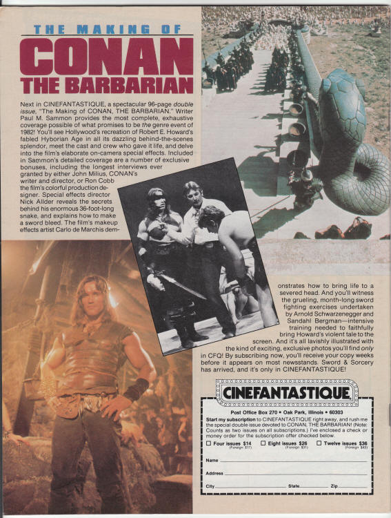 Cinefantastique Volume 12 #1 back cover