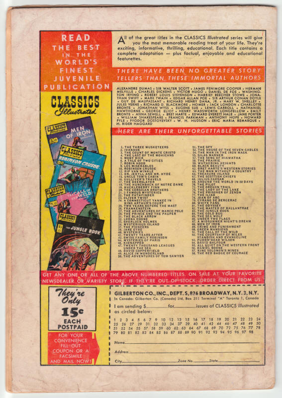 Classics Illustrated #99 back cover
