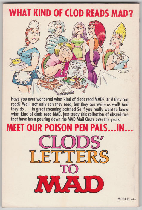 Clods Letters To Mad back cover