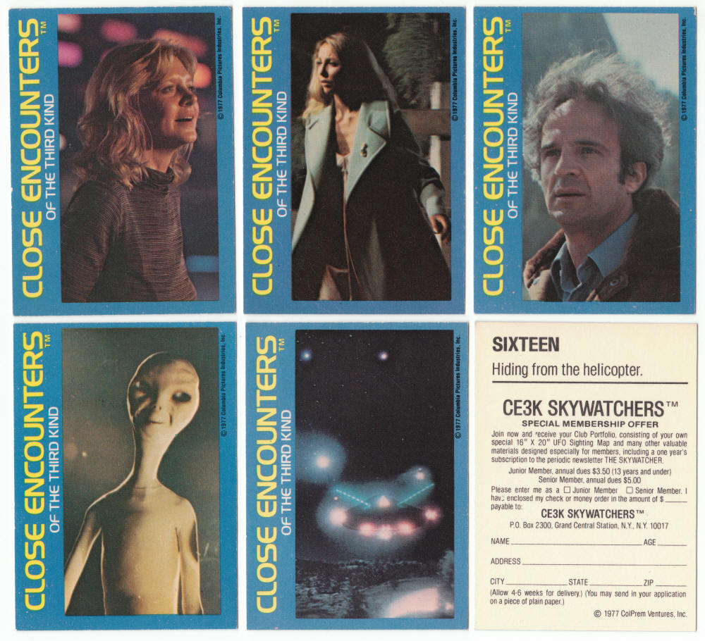 1977 Wonder Bread Close Encounters Of The Third Kind Trading Cards