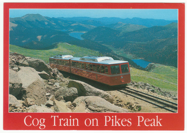 Pikes Peak Cog Train Post Card front