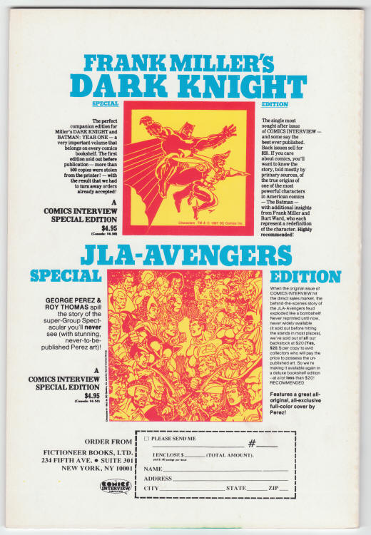 Comics Interview Special Edition back cover