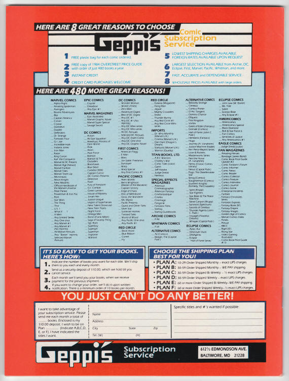 Comics Scene Magazine #11 back cover