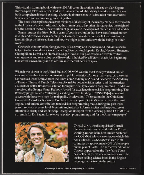 Cosmos Carl Sagan back cover