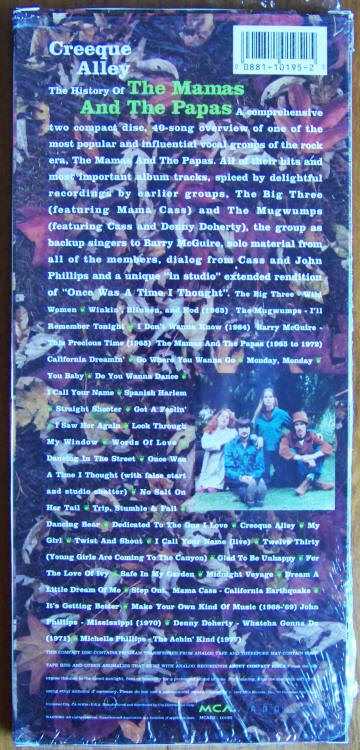 Creeque Alley History Mamas Papas CD Long Box back