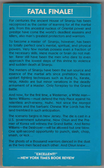 The Destroyer #20 Assassins Play Off Warren Murphy Richard Sapir back cover