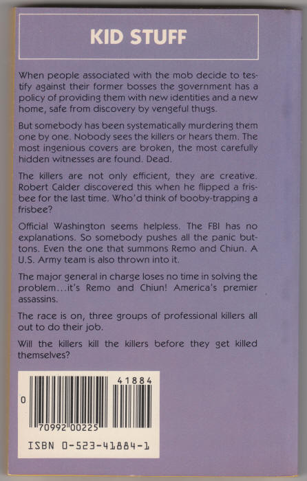 The Destroyer #23 Childs Play Warren Murphy Richard Sapir back cover