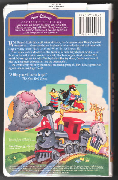 Dumbo VHS Videotape