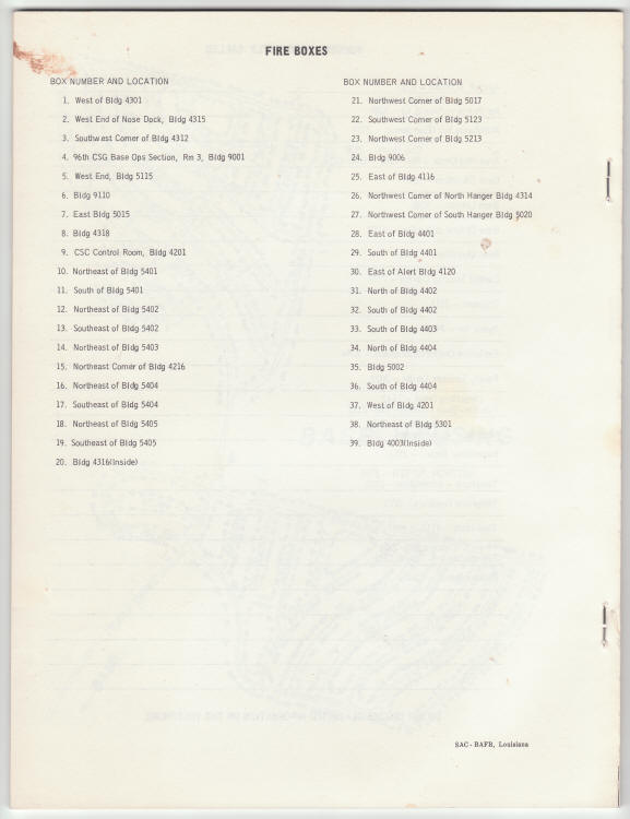 Dyess AFB 1966 Telephone Directory back