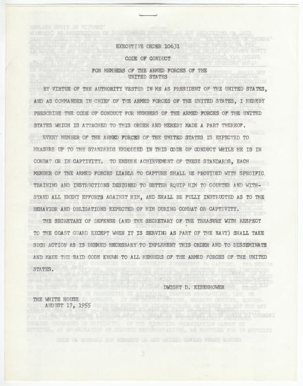 Executive Order 10631 Code of Conduct page 1