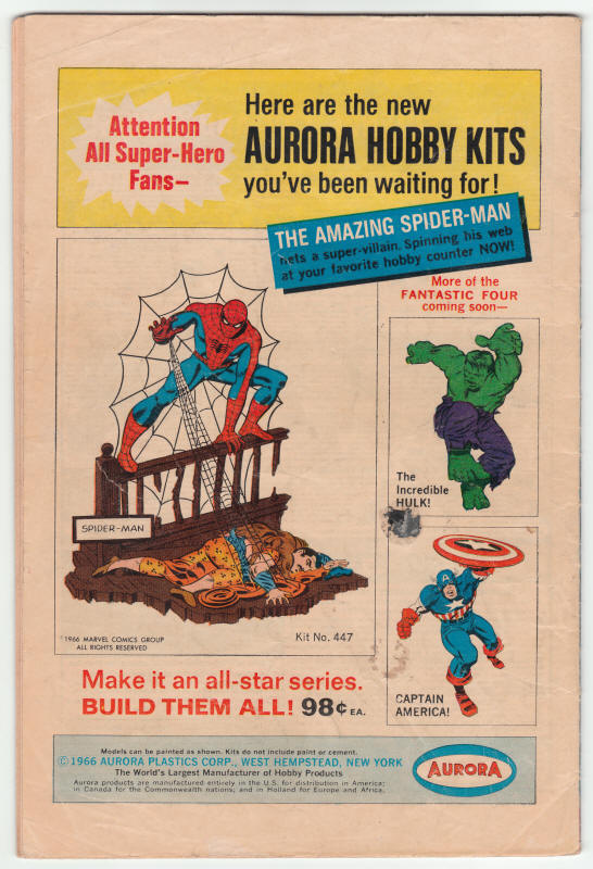 Fantastic Four #58 back cover