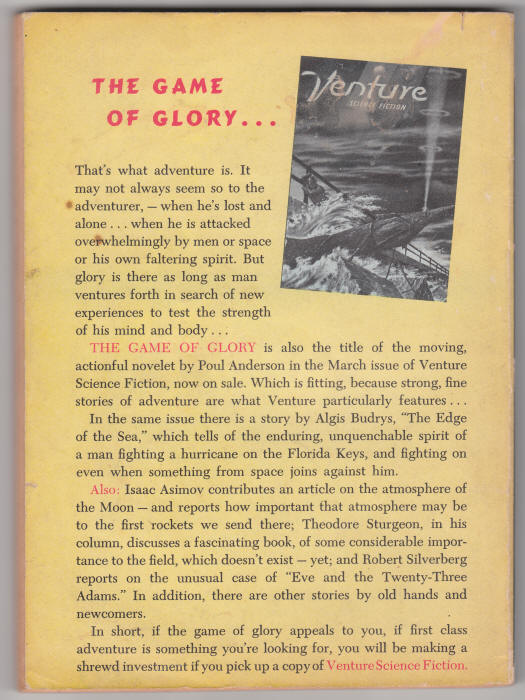 Magazine Of Fantasy And Science Fiction Volume 14 #2 back cover