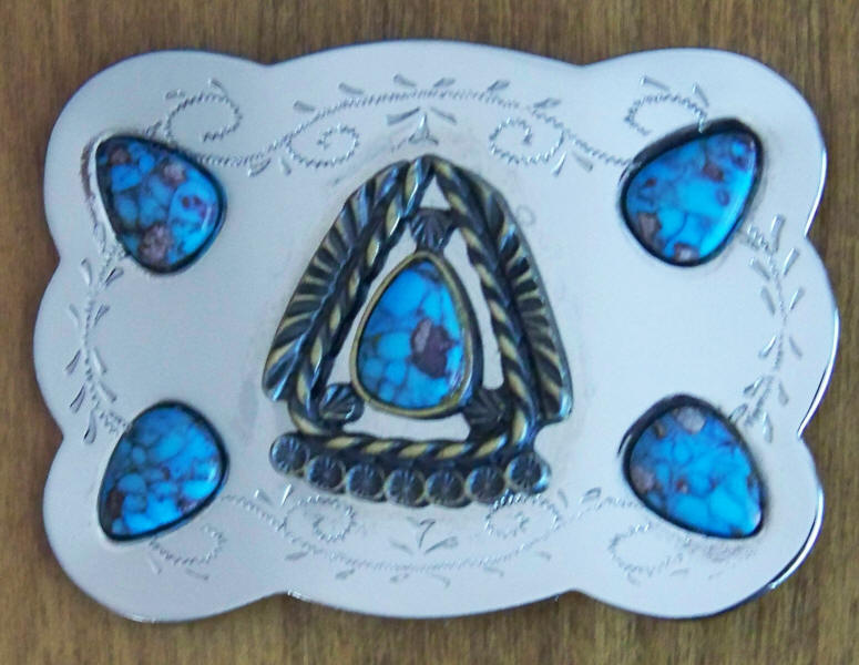 Faux Turquoise Belt Buckle front