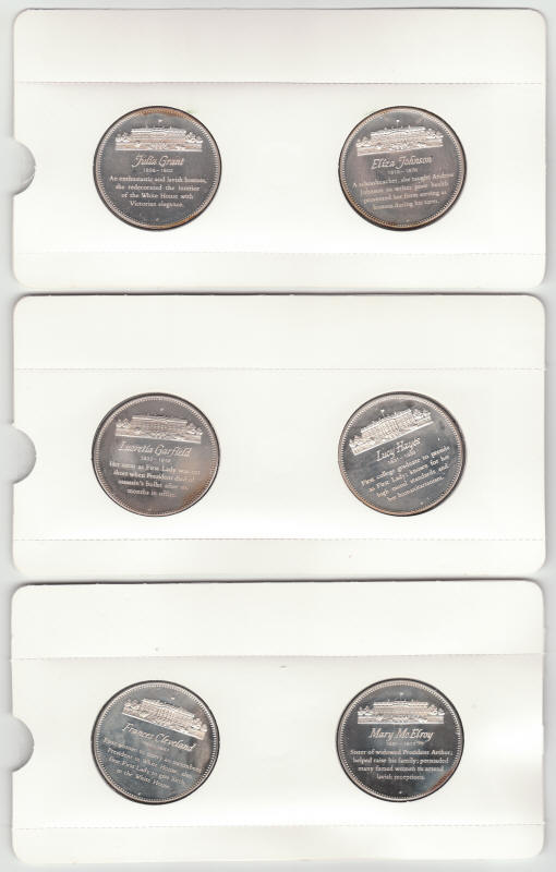 First Ladies Of United States Sterling Silver Proof Medals reverse