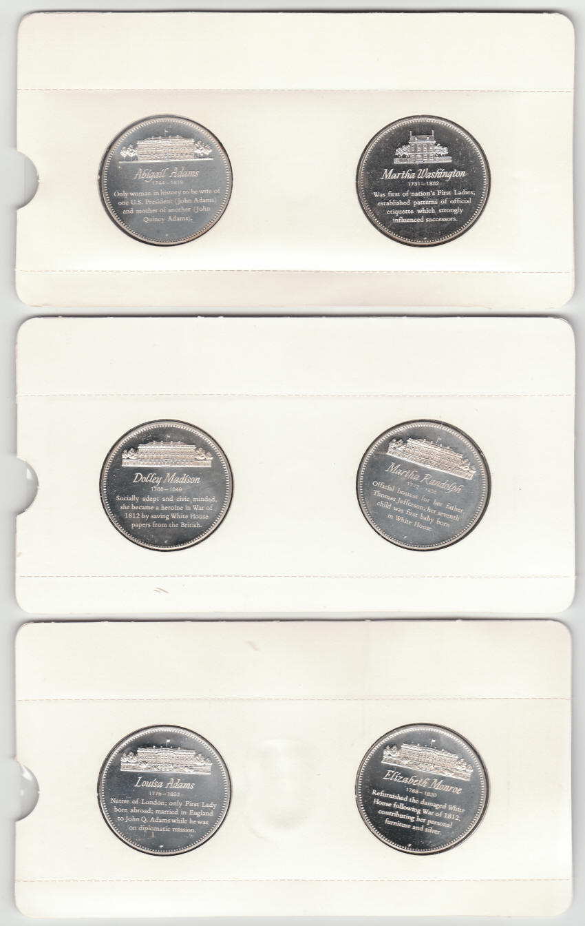 First Ladies Of United States Sterling Silver Proof Medals reverse