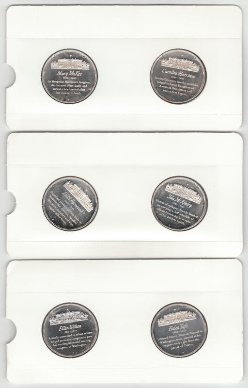 First Ladies Of United States Sterling Silver Proof Medals reverse