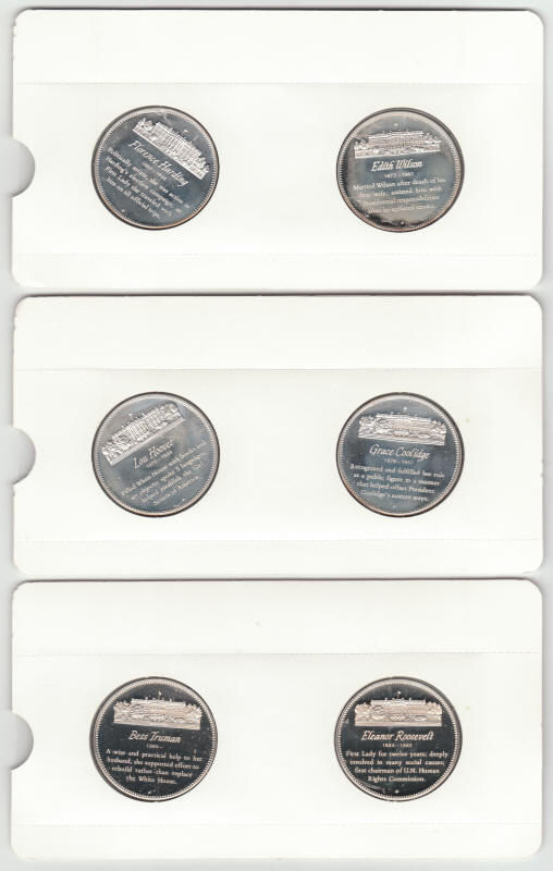 First Ladies Of United States Sterling Silver Proof Medals reverse