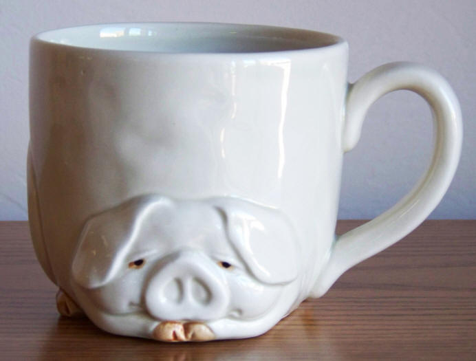 Fitz and Floyd Porky Mug front