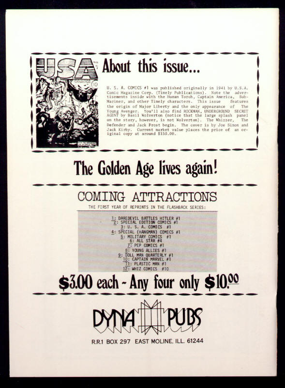 Flashback #3 USA Comics 1 back cover