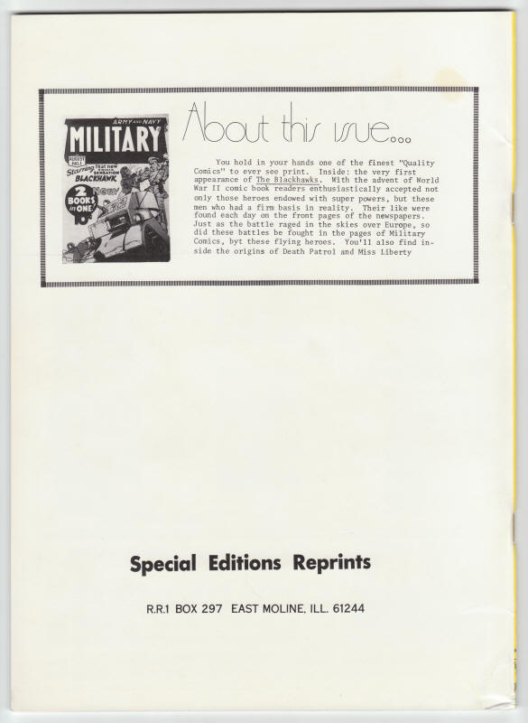 Flashback #5 Military Comics 1 back cover
