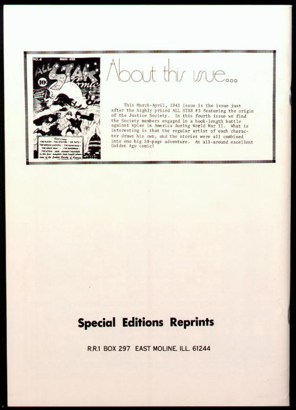 Flashback #6 All Star Comics 4 back cover