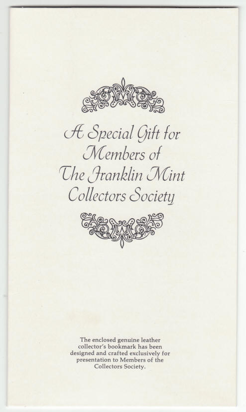 Franklin Mint Collectors Society Bookmark